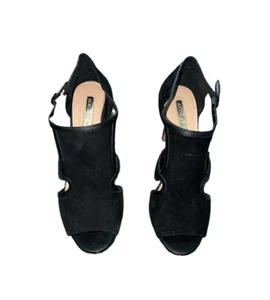 Audrey Brooke Modena AB Heals Black Cut Out Leather Heal Pump 2" Women's Size 6 - Picture 1 of 6