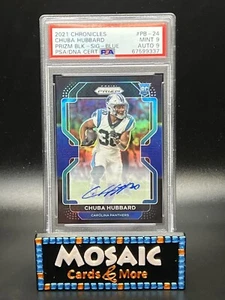 Chronicles 2021 radiocontrol Chuba Hubbard Prizm negro firma azul SSP/25 PSA 9 novato - Imagen 1 de 3