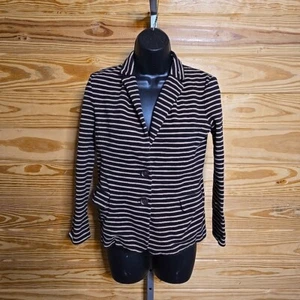 J. Crew Navy Black and Tan Striped Blazer, Size Small - Picture 1 of 9