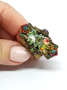Lovely Michal Negrin Big Flowers Colourful Crystal Ring ISRAEL. - Picture 1 of 11
