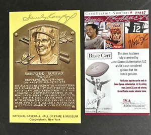 Sandy Koufax Signed Hall of Fame Yellow Plaque Postcard JSA Auto HOF Card - Picture 1 of 7