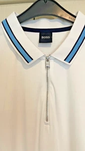 HUGO BOSS MENS WHITE ZIPPED POLO SHIRT XL - Picture 1 of 3