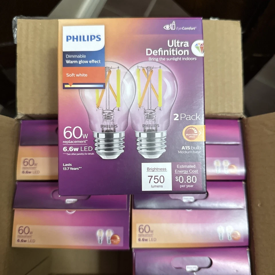 LED Bulb A15 E12 40W Soft White 2PK - Philips 564450 Ultra Definition (5-BOXES)