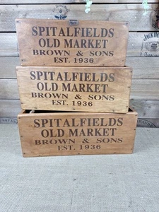 Decorative Spitalfields Old Market Storage Box Crate - Picture 1 of 26