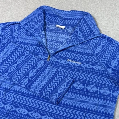 Columbia 1/4 Zip Pullover Sweatshirt Womens Extra Large Blue Aztec Lightweight - Image 1 of 4