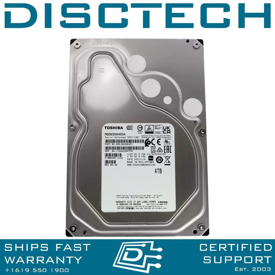 Disco duro 4 TB SAS 12 Gbps 7,2K 3,5" MG08SDA400A HDD Foto 1 de 3