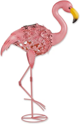Durable Iron Outdoor Décor Flamingo Solar Garden Stake, 18.5X7X27, Leaning - Image 1 of 4