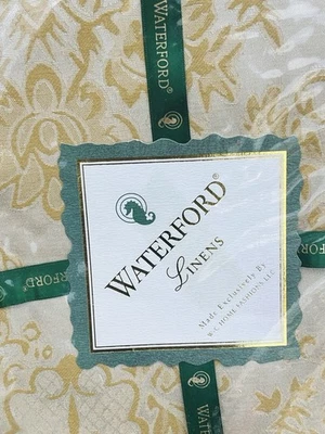NEW Waterford Fine Table Linens Wiltshire Plat Gold OBLONG 70"x 84" Tablecloth - Image 1 of 4