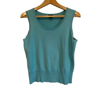 evie aqua blue silk sweater vest lightweight solid preppy stretchy Size L - Image 1 of 4