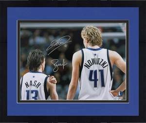 Framed Dirk Nowitzki & Steve Nash Mavericks Signed 16x20 Standing Together Photo - Picture 1 of 1