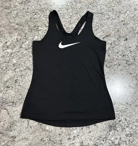 Nike Pro Racer Back Tank Top Womens Medium Black Swoosh Logo Dri-Fit Performance - Picture 1 of 7