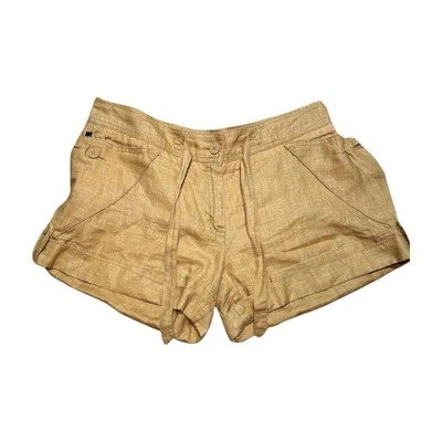Pantalones de mezclilla para mujer Armani de lino beige talla 33 únicos bolsillos con botones 3,5 entrepierna Foto 1 de 4