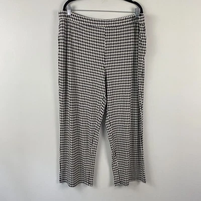 Susan Graver Liquid Knit Pull-On Pants Size Petite XL Black White Houndstooth - Image 1 of 4