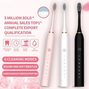 Cepillo de dientes eléctrico sónico recargable 5 modos niños adultos cepillo 3 cabezales USB - Imagen 1 de 8