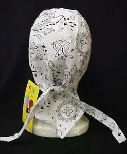 Copricapo Chemio Cancro Cappello Paisley Bianco Durag 100% Cotone Taglia Unica Adatto Più N - Foto 1 di 6