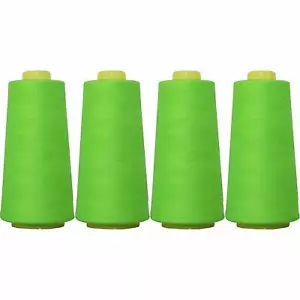 4 BIG CONES NEON GREEN SEWING THREAD 2750 YD TEX 27 40S/2-THREADART - Picture 1 of 8