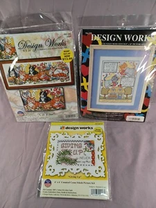 3 Design Works Counted Cross Stitch Kits - Cat Row, Bless This House, Giving Up - Picture 1 of 7