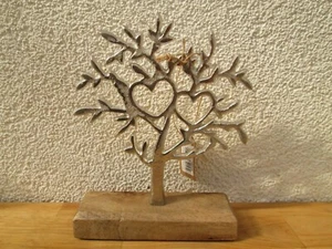 Aufsteller Baum aus  Mangoholz,Herz Metall Silber 15x20x5cm Deko ( 9.99.-€/St ) - Bild 1 von 1