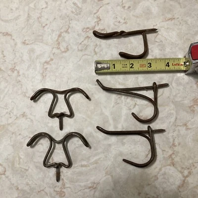 5 Rustic Twisted Wire Screw In Coat Hat Hooks School Farmhouse  - Image 1 of 4