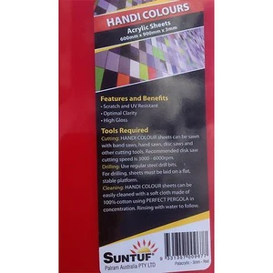 RED HANDI COLOURS ACRYLIC SHEETS Scratch Resistant High Gloss 600x900x3mm - Picture 1 of 1