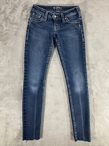 Silver Camden Skinny Jeans Womens Size 24 x 27 Blue Denim Embroidered Stitch - Picture 1 of 15