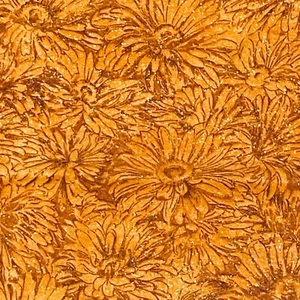 Orange Glittered Packed Daisy Floral Fabric Quilting Cotton 35x44 - Picture 1 of 3