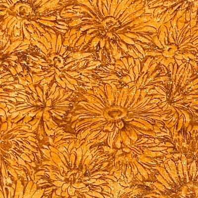 Orange Glittered Packed Daisy Floral Fabric Quilting Cotton 35x44 - Image 1 of 3