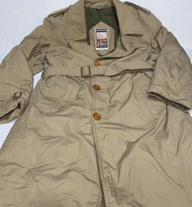 Vtg MIGHTY JACK Out of Gloucester Norsac Goose Down Mens Belted Coat Tan Warm - Picture 1 of 11