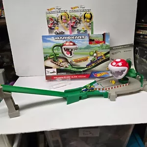 Hot Wheels MarioKart Piranha Plant Slide Working Track Set w/ Yoshi Mach 8 Video - Picture 1 of 11