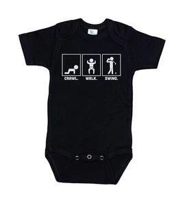 GOLF BABY, Crawl Walk Swing, BABY ROMPER , CUTE INFANT BODYSUIT, NEWBORN RAGLAN - Picture 1 of 20