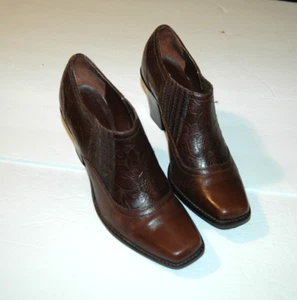 Botas de cuero para mujer Antonio Melani al tobillo 6 1/2 M tacón cuadrado punta marrón - Imagen 1 de 9