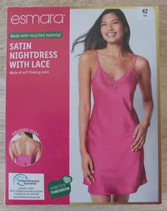 Esmara Hot Pink Satin Night Dress with Lace EUR 42/ US 12 - Picture 1 of 12