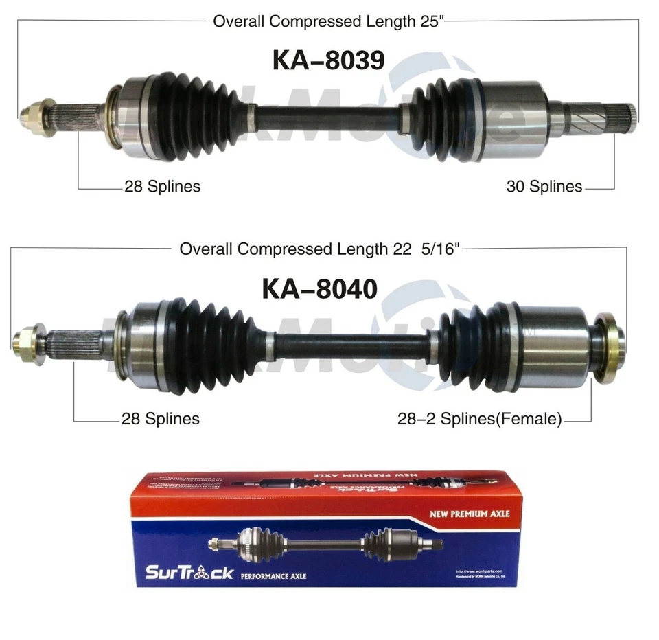 Par de ejes delanteros CV 2003-2009 para Kia Sorento 4x4 SurTrack Set Foto 1 de 1