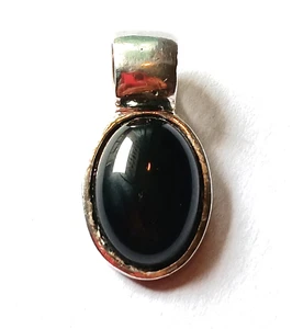 Colgante de ónix negro ovalado plateado firmado romano - Imagen 1 de 13