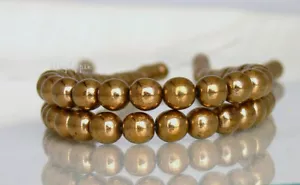 Bronze Tschechische Perlen 6 mm Rund 25 Stück Glatt Druk Glas - Bild 1 von 2