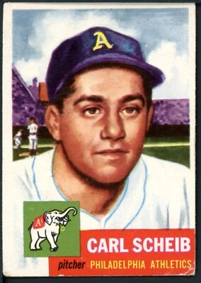 Topps Baseball 1953 - # 057 - Carl Scheib - Athletics - VG EX - LZ500643 - Image 1 of 2