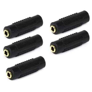 5x Stereo 3.5mm 1/8" Aux Female to Female Jack Audio Coupler Adapter F/F Gold - Picture 1 of 3