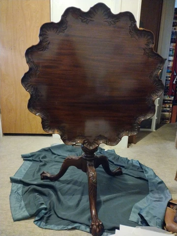 George II Antique Tilt Top Piecrust Table Solid Mahogany price is $3,200 obo Cover