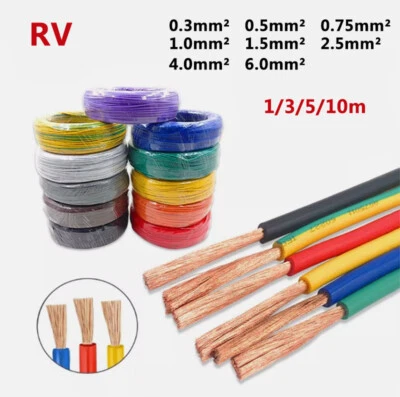 RV 0,3~6mm² Einzelne Kupferader Flexible Litze Dünnwandige Leitung Leerrohrkabel - Bild 1 von 4