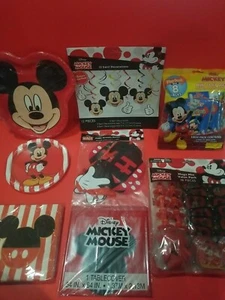 Suministros de fiesta clásicos de Disney Mickey Mouse *8 piezas*estandarte*platos*serpientes*favores* - Imagen 1 de 9