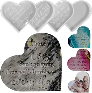 Epoxy Resin Molds 4 Pieces Silicone Casting Molds, Heart Memorial Sign Condolenc - Picture 1 of 12