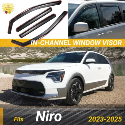 Se adapta a Niro 2023-2025 viseras de ventana en canal ventilación de puerta lateral protectores de parasol Foto 1 de 4