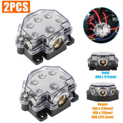 2pcs Easy To Install Car Audio Distribution Block 0G In 2G 4G 8G Out - Image 1 of 4