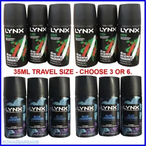 Lynx 35ml Travel Bodyspray Choose 3 or 6 Africa or Fine Fragrance Blue Lavender - Picture 1 of 5