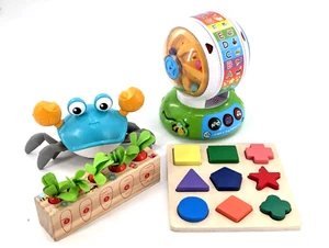 Toddler Learning Toy Bundle Lot Shapes Puzzle, Sorting Carrots, ABC Wheel, 4 LB - Picture 1 of 6