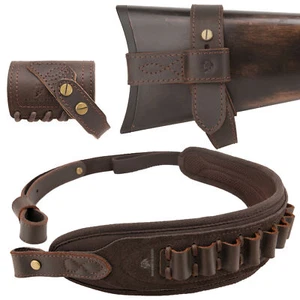 Buttstock fucile in pelle senza guscio trapano supporto pistola imbracatura .308 .30/30 .22 - Foto 1 di 45