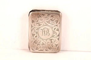 Antique Birmingham sterling silver compact ornate scrolled 28 grams - Picture 1 of 11