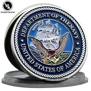 US Navy Challenge Coin Metal Silver Plated Embossed Military Commemorative Coin - Picture 1 of 13