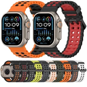 Silicone Sports Band Strap for Apple Watch 10 9 8 7 6 5 SE Ultra 2 44/45/46/49mm - Picture 1 of 22