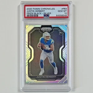 2020 Prizm Black Silver JUSTIN HERBERT RC PSA 10 GEM MINT - Chargers Rookie QB - Picture 1 of 5